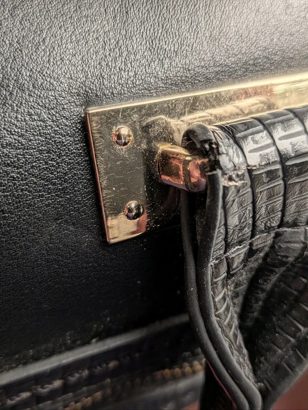 MMS Black Faux Leather Purse with White Print on the sides